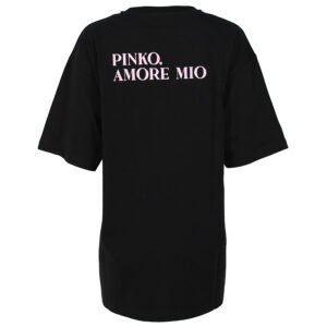 100992A1OC_Z99-01 Televisivo Μαύρο Oversize T-Shirt Με Στάμπα pinko