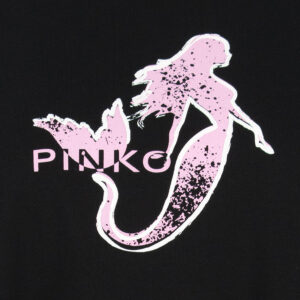 100992A1OC_Z99-02 Televisivo Μαύρο Oversize T-Shirt Με Στάμπα pinko