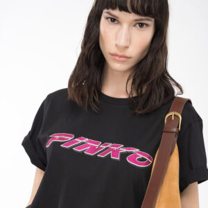 103138A1P7_ZW1-mdl2 Telesto Μαύρο Μακρύ T-Shirt pinko