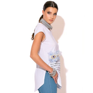 2404007_WHT-mdl2 Ginny Άσπρο T-Shirt Με Σχέδιο C-THROU