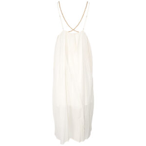 24129531_WHT-01 Μακρύ Λευκό Φόρεμα Με Αλυσίδα SEE U SOON