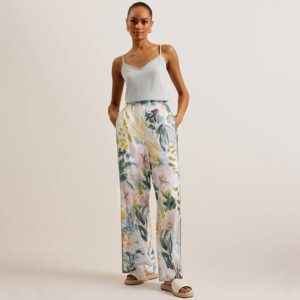 274247_WHT-mdl1 Sarca Άσπρο Φλοράλ Φαρδύ Παντελόνι TED BAKER