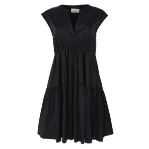 722125202002-00 Rouen Κοντό Μαύρο Φόρεμα Με Βολάν iBLUES