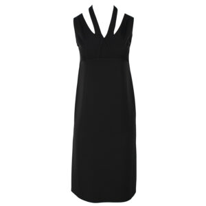 914524_BLK-00 Midi Μαύρο Φόρεμα Με Ιδιαίτερο V PIROUETTE