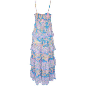 FA-103_BLU-01 Yolanda Maxi Μπλε Εμπριμέ Φόρεμα Με Βολάν MISS JUNE