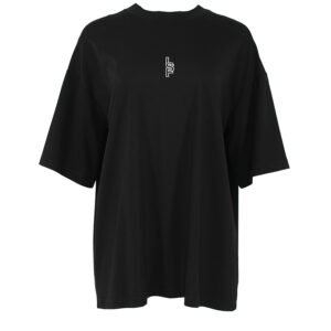 2484004_BLK-00 Noemie Μαύρο Oversize T-Shirt Με Στάμπα LESS SONDER FEELING