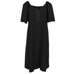 917524_BLK-00 Midi Μαύρο Φόρεμα Με Κρίκους PIROUETTE