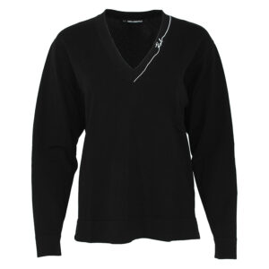 245W2003_999-00 Μαύρη Μπλούζα Με V Και Logo KARL LAGERFELD
