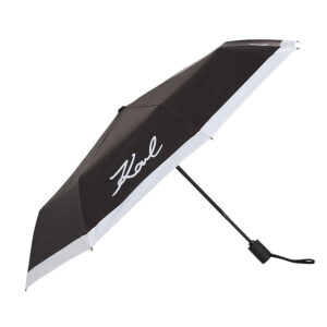 245W3899_998-00 K/Signature Small Ασπρόμαυρη Πτυσσόμενη Ομπρέλα KARL LAGERFELD