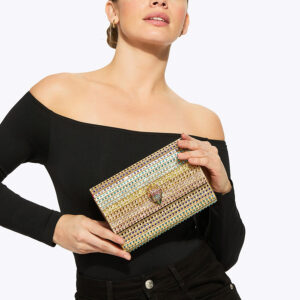 2746669999-mdl1 Party Eagle Clutch Χρυσό Τσαντάκι Με Στρας KURT GEIGER