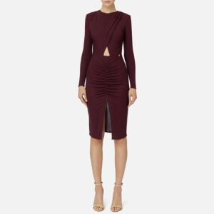 AB69846E2_CG3-mdl1 Midi Μπορντώ Φόρεμα Με Σούρες ELISABETTA FRANCHI