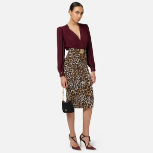 GO06947E2_B85-mdl1 Midi Φούστα Animal Print Με Απλίκα ELISABETTA FRANCHI
