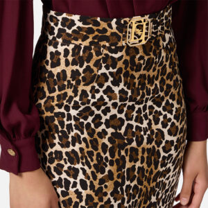 GO06947E2_B85-mdl2 Midi Φούστα Animal Print Με Απλίκα ELISABETTA FRANCHI