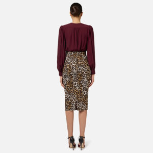 GO06947E2_B85-mdl3 Midi Φούστα Animal Print Με Απλίκα ELISABETTA FRANCHI