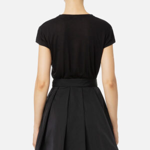 MA00746E2_110-mdl3 Μαύρο T-Shirt Με Άσπρο Logo ELISABETTA FRANCHI
