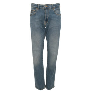 77HAB519-CDW56_904-00 Φαρδύ Μπλε Τζιν Παντελόνι Με Logo VERSACE JEANS COUTURE
