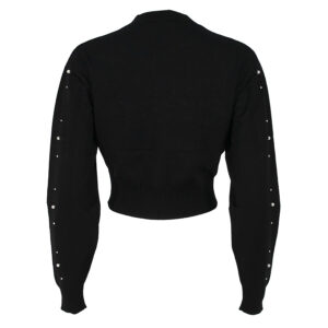 77HAFM30-CMN60_899-01 Μαύρη Φούτερ Με Logo Και Πέρλες VERSACE JEANS COUTURE
