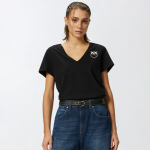 102950A228_Z99-mdl1 Turbato Μαύρο T-Shirt Με V PINKO