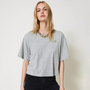 242TP2521_0082M-mdl1 Γκρι T-Shirt Με Logo TWINSET