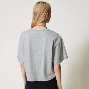 242TP2521_0082M-mdl3 Γκρι T-Shirt Με Logo TWINSET