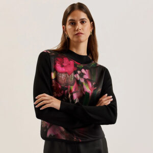276604_BLK-mdl2 Tabithr Μαύρη Μπλούζα Με Φλοράλ Σχέδιο TED BAKER
