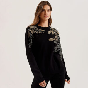 276608_BLK-mdl2 Rosmrry Μαύρη Φούτερ Με Σχέδιο Με Χάντρες TED BAKER