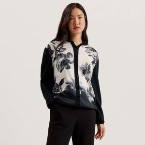278090_BLK-mdl1 Gweenn Μαύρη Φλοράλ Ζακέτα ted baker