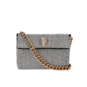 0593763999-00 Small Party Shoulder Ασημί Τσάντα Με Στρας KURT GEIGER