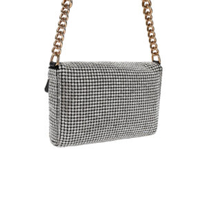 0593763999-01 Small Party Shoulder Ασημί Τσάντα Με Στρας KURT GEIGER