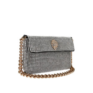 0593763999-02 Small Party Shoulder Ασημί Τσάντα Με Στρας KURT GEIGER