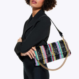 4372909999-mdl1 Long Kensington Bag Μαύρη Πλεκτή Τσάντα KURT GEIGER