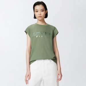 104603A2D1_V49-mdl1 Marrakech Πράσινο T-Shirt Με Logo pinko