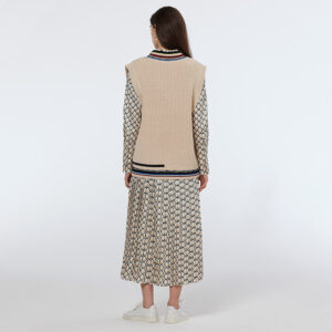 179588_127-mdl2 Μακρύ Μπεζ Σατέν Πλισέ Φόρεμα MAISON SCOTCH