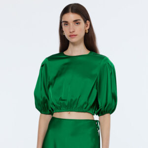 179610_351-mdl2 Πράσινη Σατέν Μπλούζα Κροπ MAISON SCOTCH