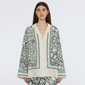 180529_736-mdl2 Πράσινο Εμπριμέ Σατέν Πουκάμισο MAISON SCOTCH