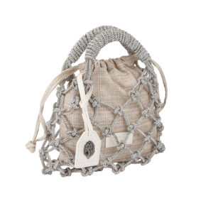 2038267999-01 Small Macrame Crystal Bag Ασημί Πουγκί KURT GEIGER