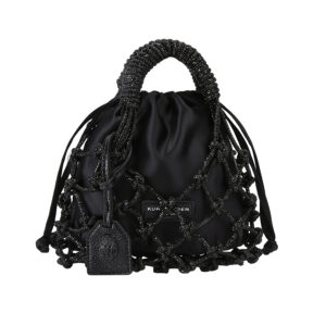 4355900999-00 Small Macrame Crystal Bag Drench Μαύρο Πουγκί KURT GEIGER