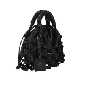 4355900999-01 Small Macrame Crystal Bag Drench Μαύρο Πουγκί KURT GEIGER