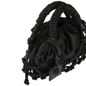 4355900999-02 Small Macrame Crystal Bag Drench Μαύρο Πουγκί KURT GEIGER
