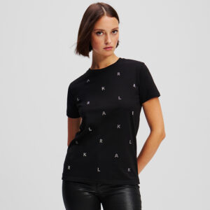 A1W17078_999-mdl1 Μαύρο T-Shirt Με Logo Στρας KARL LAGERFELD