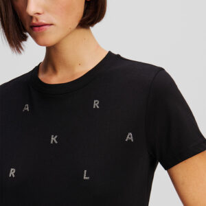 A1W17078_999-mdl2 Μαύρο T-Shirt Με Logo Στρας KARL LAGERFELD