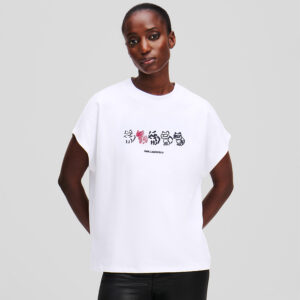A1W17138_100-mdl1 Ikon Choupette Άσπρο T-Shirt KARL LAGERFELD