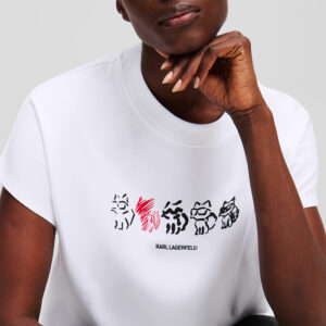 A1W17138_100-mdl2 Ikon Choupette Άσπρο T-Shirt KARL LAGERFELD
