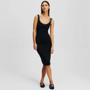 A2W13018_999-mdl2 Midi Μαύρο Στενό Πλεκτό Φόρεμα KARL LAGERFELD