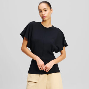 A2W17061_999-mdl2 Μαύρο T-Shirt Με Μανίκια Βολάν KARL LAGERFELD