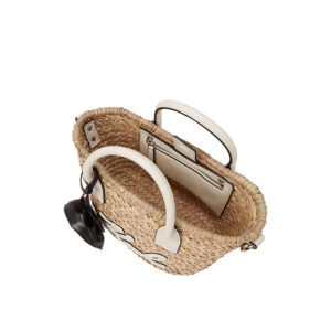 A2W30137_1UQ-02 KARL LAGERFELD K/Signature Raffia Small Basket Μπεζ-Άσπρη Τσάντα