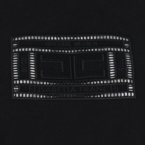 MA01651E2_110-02 Μαύρο T-Shirt Με Διάτρητο Κεντητό Logo ELISABETTA FRANCHI