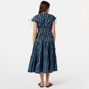 UFU00616T_427-mdl3 Midi Μπλε Εμπριμέ Φόρεμα Με Βολάν MAISON SCOTCH