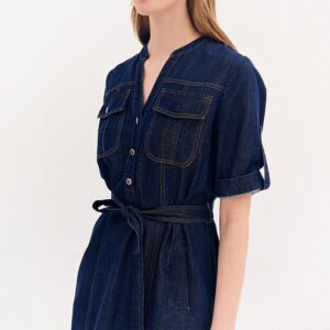 080.50.01.101_BLU-mdl2 Midi Μπλε Φόρεμα Denim forel