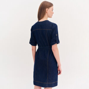 080.50.01.101_BLU-mdl3 Midi Μπλε Φόρεμα Denim forel